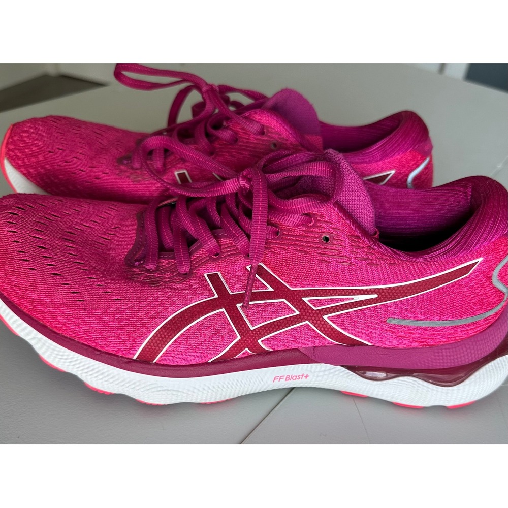 Asics Gel-Nimbus 24 Womens 9.5 Running Shoes Fuchsia Red White 1012B201